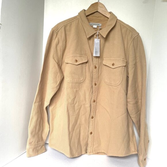 Outerknown Chroma Blanket Shirt Mens Flannel Long Sleeve Button Down Sand